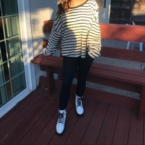 White lug sole booties